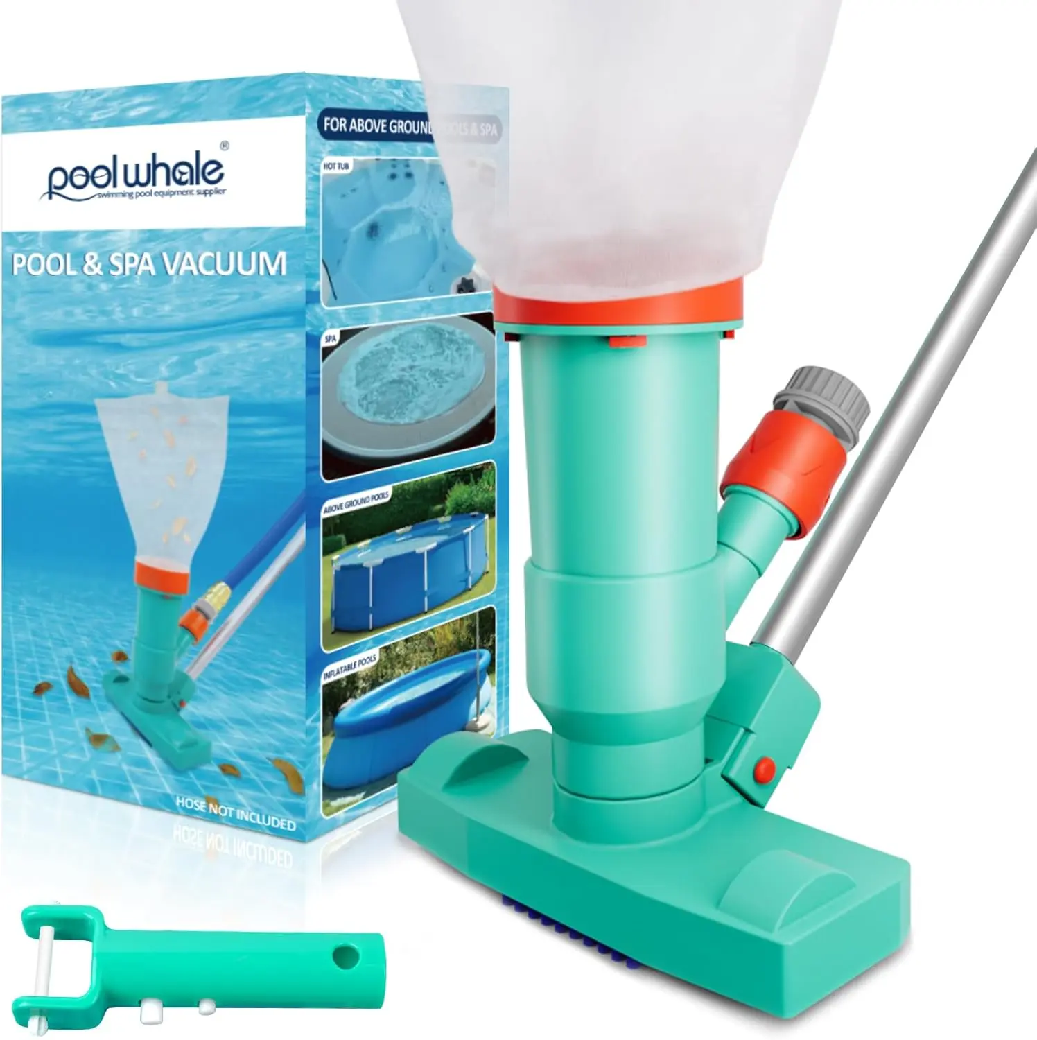 POOLWHALE Upgraded Handheld Pool Cleaning Equipment - 6-Section 56.5" Telescopic Pole, Brush, Filter Bag, Handle for Spas, Ponds, Pool Cleaning Kit, Handheld Pool Cleaner Pool Supplies Pool Accessories
