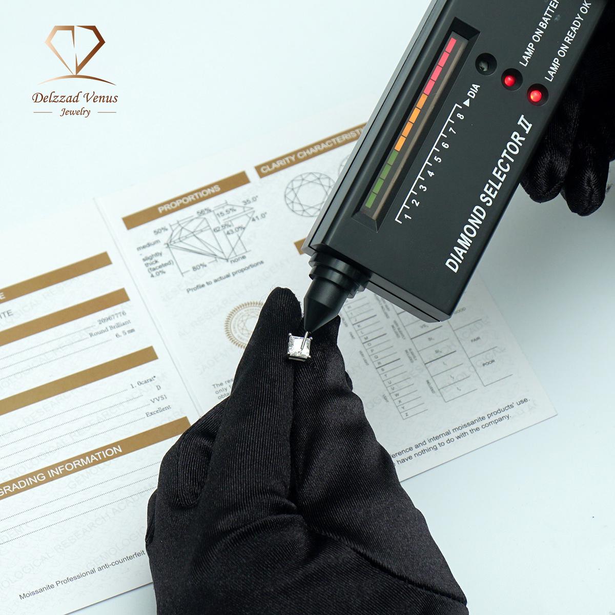 [Unisex Earrings] Delzzad S925 Princess Cut Synthetic Moissanite Stud Earrings Gift For Men Women