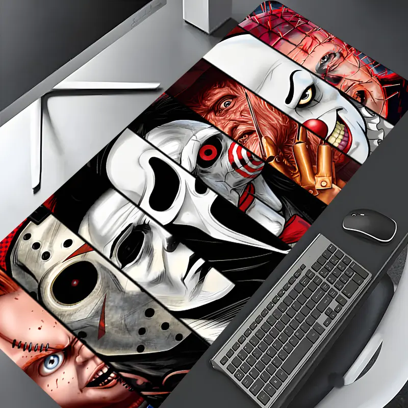 Horror Halloween Large Gaming Mouse Pad, Computer Mouse Pad, Scary Movie Washable Rubber Extended Desk Mat with Non-Slip Base, Home Office Decor, Gaming Accessory, Christian Gifts for Women