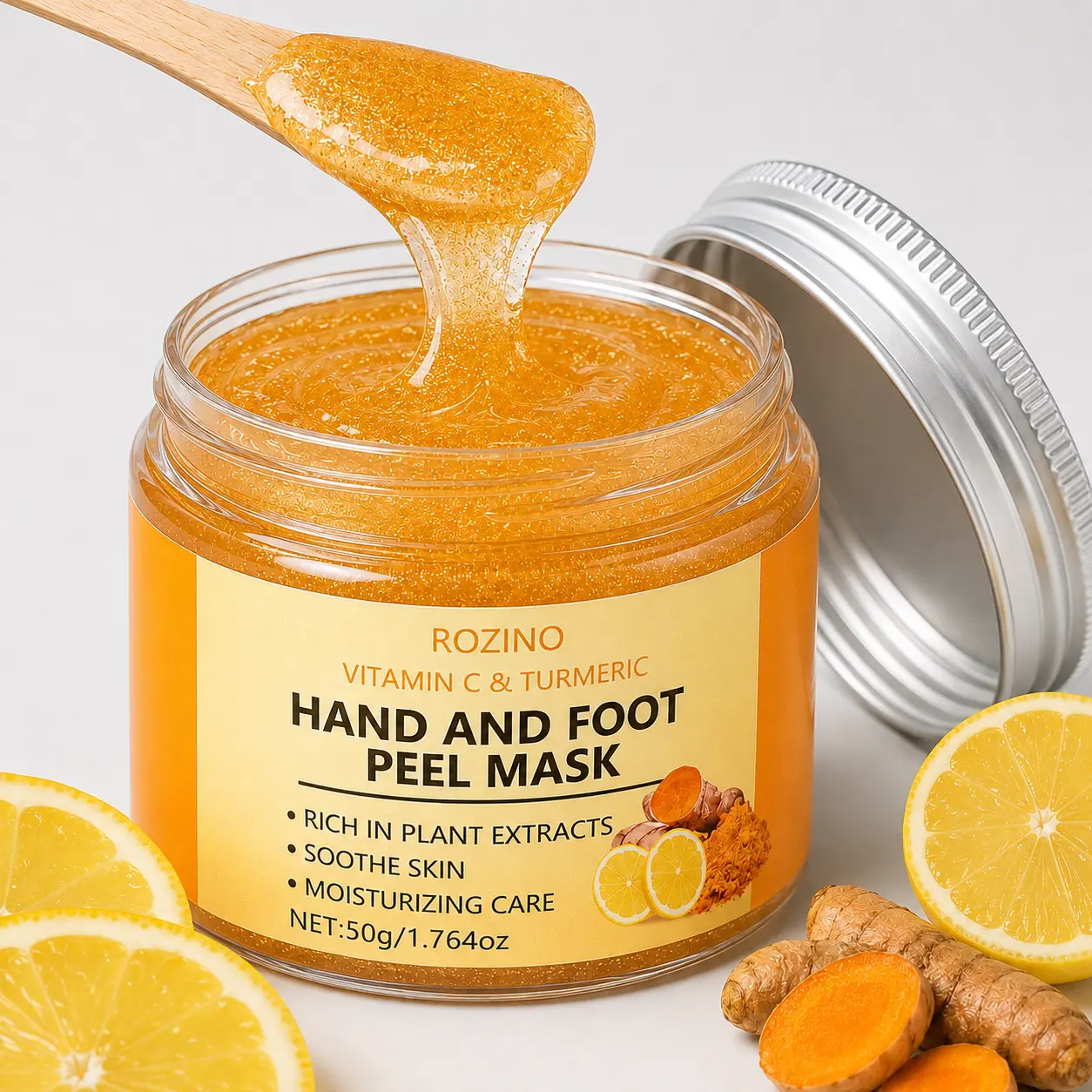 Vitamin C & Turmeric Peel-off Mask, Deep Moisturizing Hand & Foot Mask, Brightening & Hydrating Hand & Foot Care Mask for Women & Men, Foot Exfoliating Mask