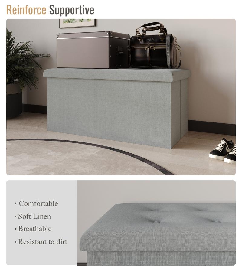 Favorer Florence 30" Button Tufted Upholstered Folding Storage Ottoman Bench Favorer Florence 30" Button Tufted Upholstered Folding Storage Ottoman Bench