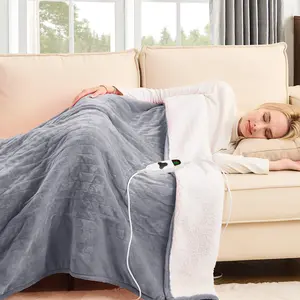 Heated Blanket Electric Throw 50"X60", Heating Blanket with 10 Heat Levels 8 Hours Auto-Off,Fleece Soft Christmas Blanket,Gifts for Grandma Seniors Mom,Misty Grey