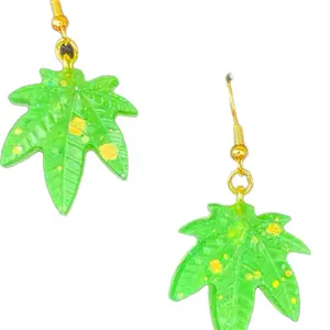 Leaf Hook Earrings - Unique Design with Chain Attachment as Shown in the Image