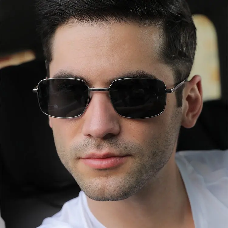 Men's Premium Foldable UV400 Polarized Square Sunglasses - Lightweight Metal Frame, Ideal for Daily Wear