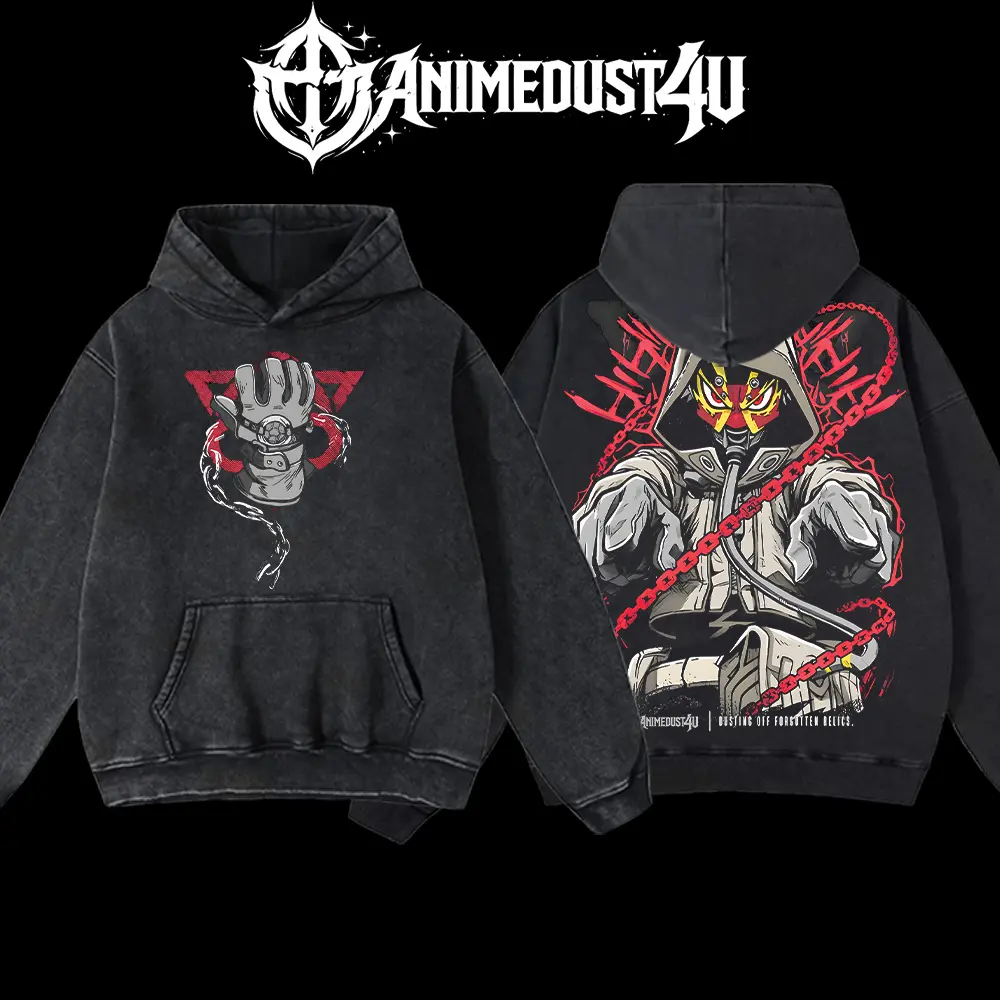 AnimeDust4U Retro Vintage Rudo Gachiakuta Anime Hoodie 100% Premium Cotton Oversized Fit Pre-Washed Classic Top Men's Streetwear Soft American-Made