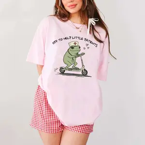 Pediatrics T-Shirt, PEDS Nurse, Unisex Garment-Dyed Tee, Funny Frog Off To Help Little Patients, PEDS Humor, J