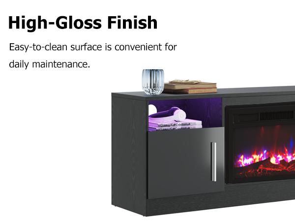 【2 Packages Shipping】PUKAMI Fireplace TV Stand for TVs Up to 80" TV with 36" Electric Fireplace,Entertainment Center with Fireplace,TV Stand with Fireplace LED Light,Entertainment Stand,70inch