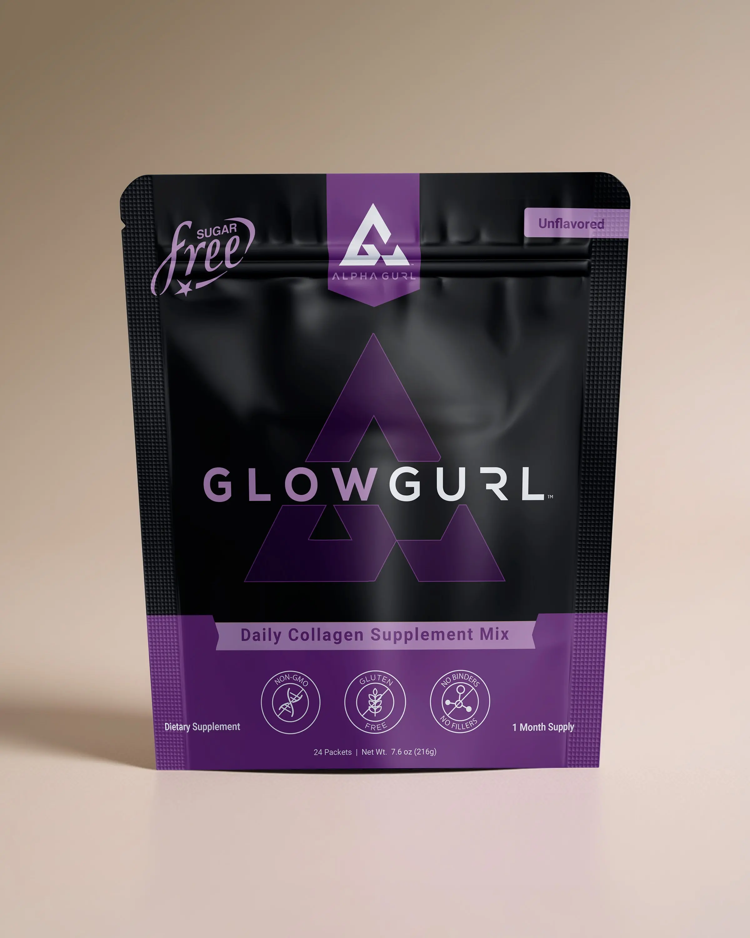GlowGurl Unflavored Collagen Stick Packs by AlphaGurl - Hydrolyzed Collagen Peptides for Skin, Hair & Nail Support