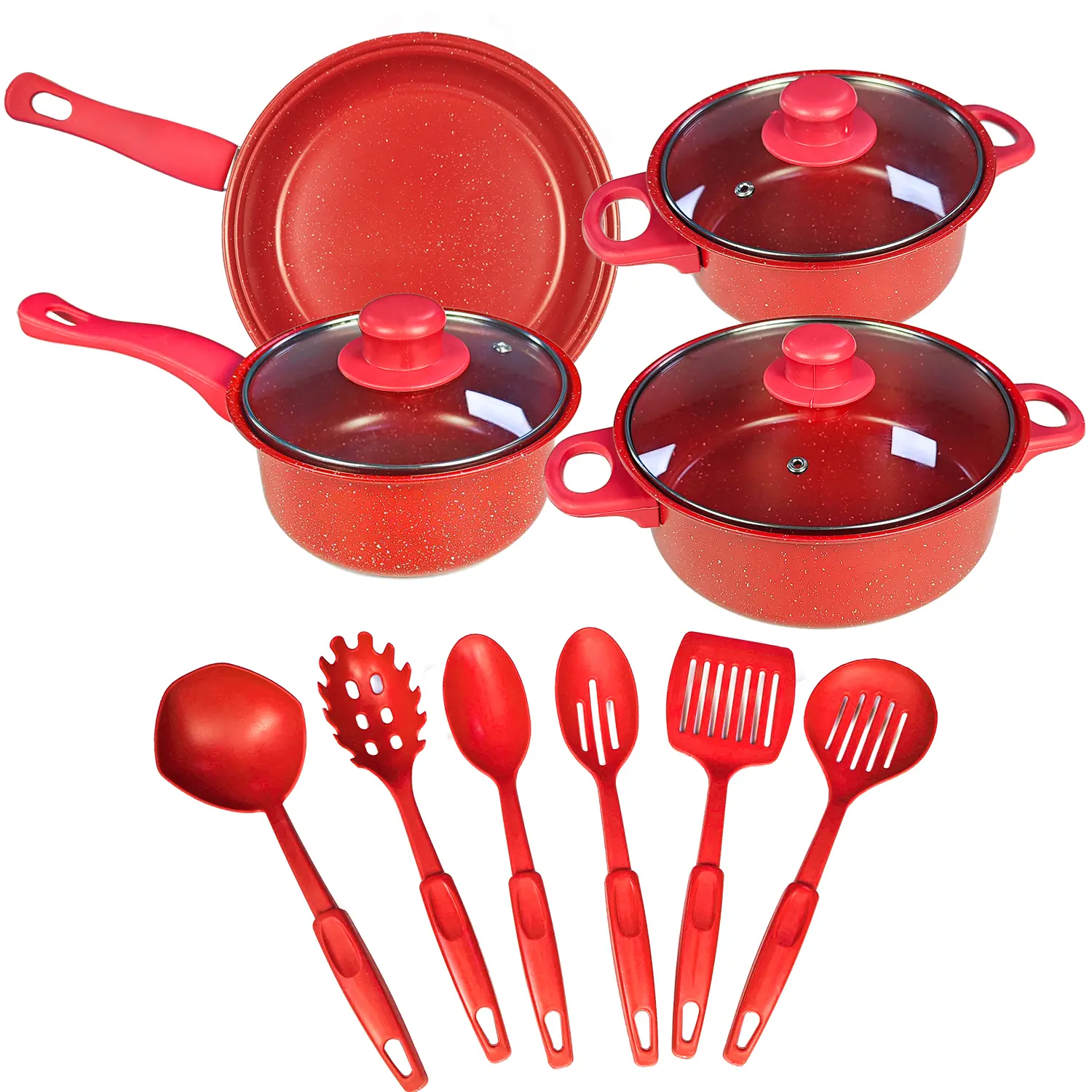 13 Piece Deluxe Non-Stick Cookware Set - Pan Induction Cookware Set Premium Kitchen Utensils Essentials, Outdoor Set Perfect for Home Cooking and Meal Preparation Kitchen Cookware Gifts for Family and Friends, Holiday Gifts