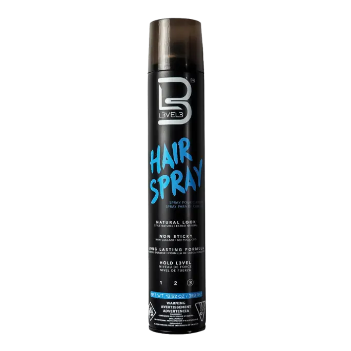 L3VEL3 Aerosol Can Hair Spray with Butane, 12.95oz Strong Hold Salon Haircare Product for Curly Hair, Flawless Bouncy Curls