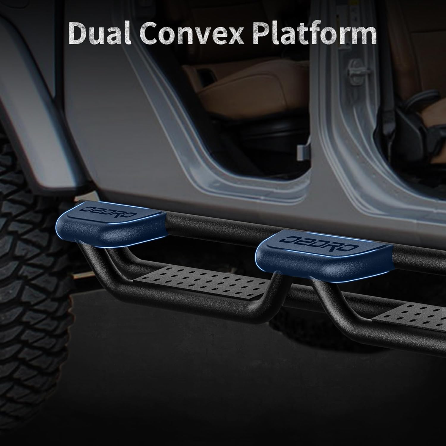 YITAMOTOR Wheel to Wheel Tacoma Running Boards Compatible with 2005-2023 Double Cab with 4 Full-Size Doors - Bed Access Side Steps with Two Stairs Nerf Bar