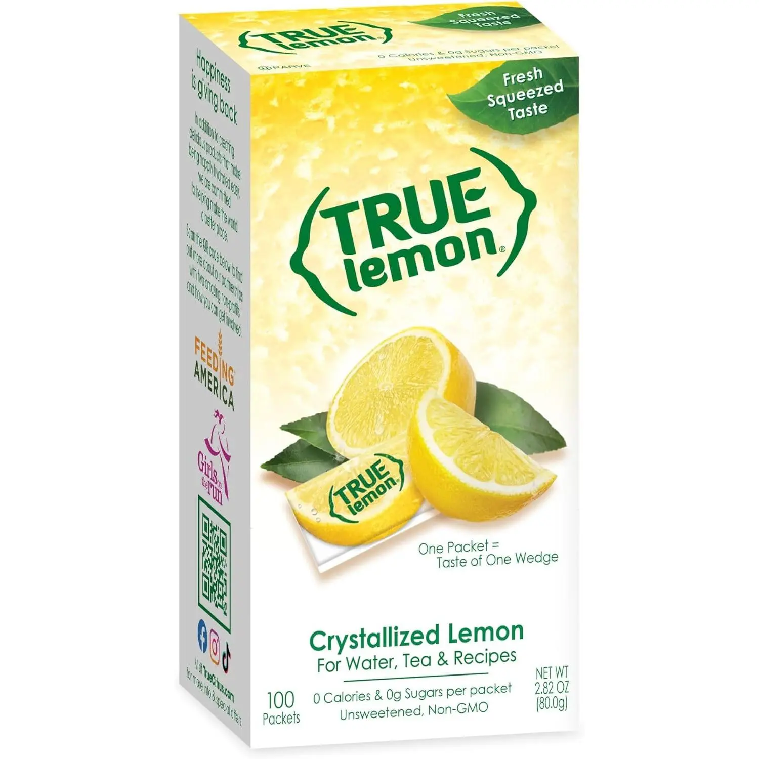 True Lemon 100ct (Pack of 1) - Water Enhancer - Bulk Dispenser - 0 Calorie Drink Mix Packets For Water - Sugar Free Lemon Flavoring Powder Packets