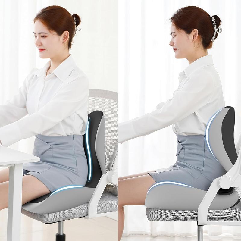 Non-Slip Memory Foam Seat Skin-Friendly Extended Zipper Easy Remove Wash BackSupport Cushion Comfy Chair Adjustable ChairBreathable Cloth Leg Pain Mesh
