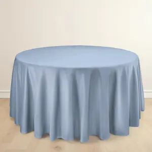 Scuba Round Tablecloth 120" Dusty Blue - Seamless & Wrinkle Free Table Cover