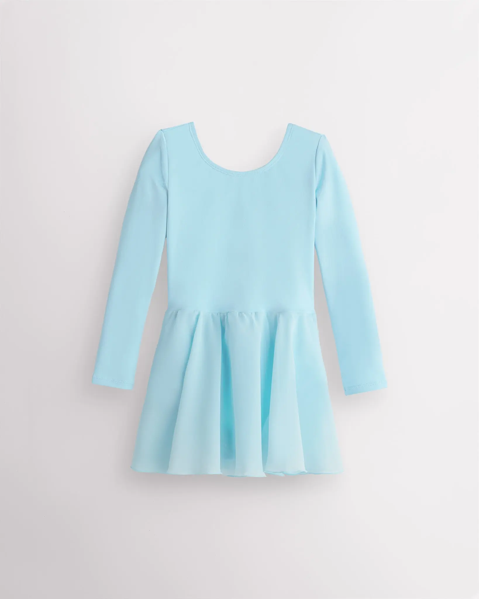 Girls' Stretchy Cotton Long-Sleeve Dancewear Leotard with Sheer Skirt, Ballerina Dress for Ballet Class & Gymnastics Performance