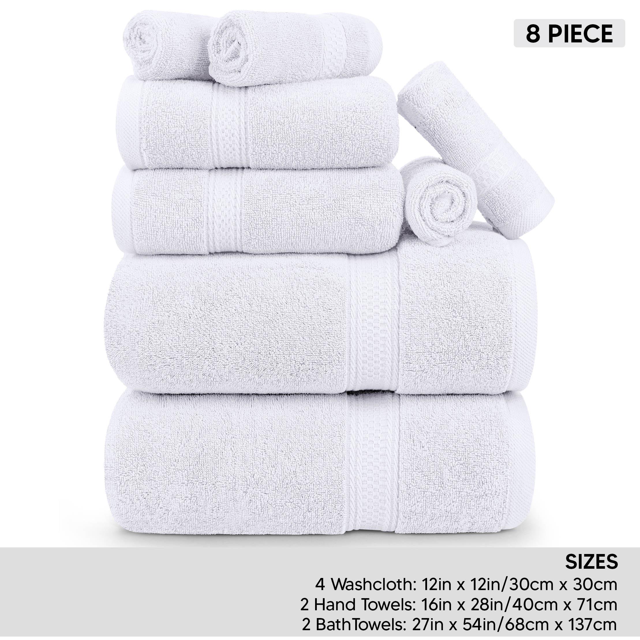 Utopia Towels 8 Piece Premium Towel Set 2 Bath 2 Hand & 4 Wash Cloths 600 GSM 100% Ring Spun Cotton Highly Absorbent for Bathroom Gym Hotel Spa Grey