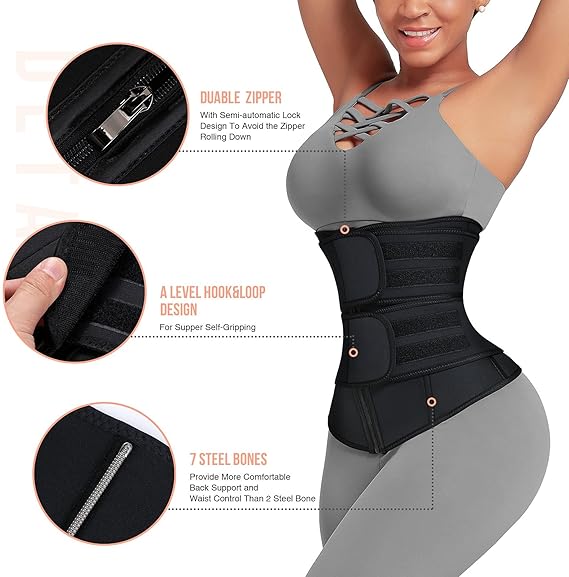 FeelinGirl Waist Trainer for Women Plus Size Dual Belt Neoprene Training & Toning Cincher with Zipper for Enhanced Comfort and Support FeelinGirl Waist Trainer for Women Plus Size Dual Belt Neoprene Training & Toning Cincher with Zipper for Enhanced Comfort and Support