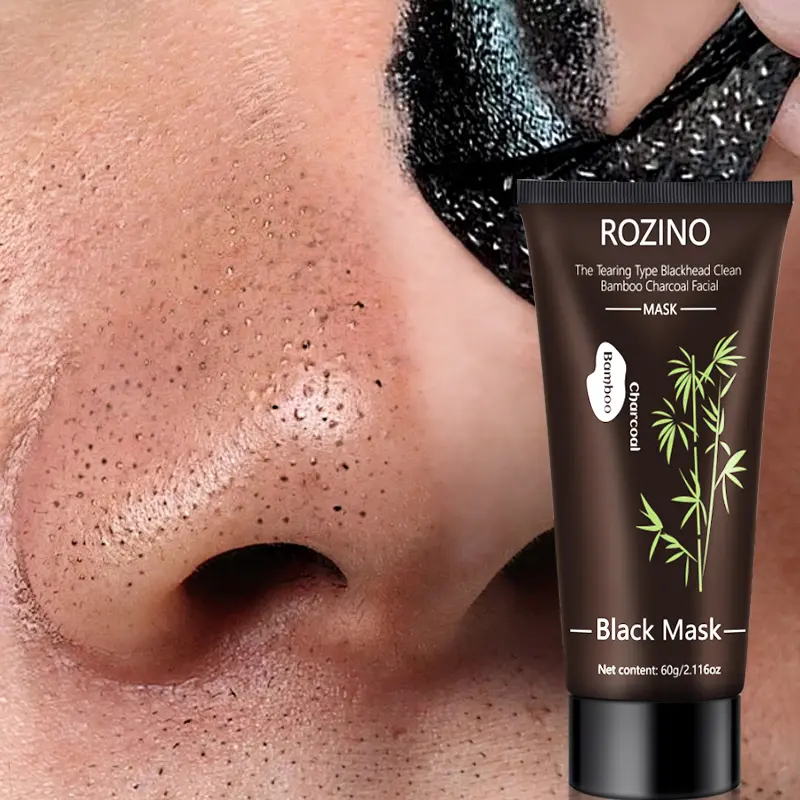 [Two Pack]ROZINO Bamboo Charcoal Facial Mask 60g - Blackhead Clean Pore Cleansing Purifying Exfoliating Super Moisture Peel Skincare for Radiance Hydration - Outdoorfun Gentle