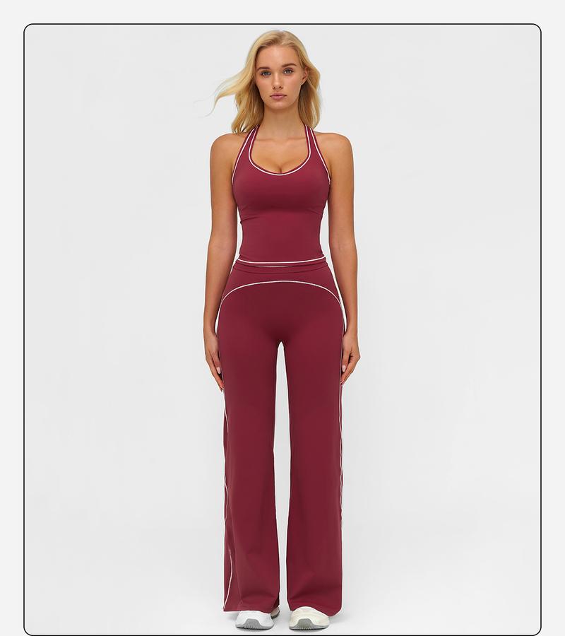 MFVIM Women's Sporty Tracksuit Set - Casual Two-Piece Athletic Wear, 78% Nylon 22% Spandex, Ideal for Gym & Daily Activities, H-Shaped Back Design, Bell-Bottom Pants MFVIM Women's Sporty Tracksuit Set - Casual Two-Piece Athletic Wear, 78% Nylon 22% Spandex, Ideal for Gym & Daily Activities, H-Shaped Back Design, Bell-Bottom Pants