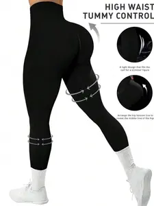 Women's High Waist Solid Color Seamless Leggings For Daily Fitness For Chinese New Year Yoga Pants