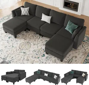 【3 Packages】Modular Sectional Sofa, Convertible U Shaped Sofa Couch with High Density Memory Foam, 6 Seat Comfy Modular Sofa Couch for Living Room, Modern U Shaped Sectional Sofa,