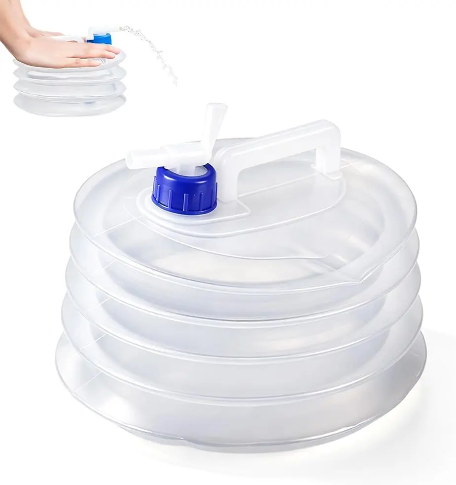 Collapsible Water Container with SpigotWater, Water Jug Camp (5, Liters) | 2026 Portable Water Container, Camp Water Container for Camping Travel, Collapsible Water Jugs for Campers Hikers Travelers