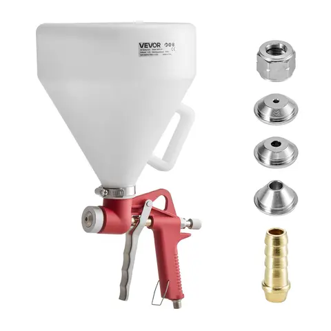 【toolupgrade】VEVOR Air Texture Spray Gun Paint Spraying Tool Power Tool, 1.45 Gal (4800ml) Wide-Mouth Refill Hopper Drywall Sprayer with 3 Texture Nozzles (3.5mm,6mm,8mm), Primer & Latex OK, Fewer Stops for Popcorn/Peel Applications