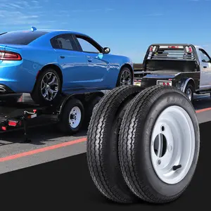 2-Pack 4.80-8 4.80x8 480-8 Trailer Tires with 8'' Rims, White 4 Lug On 4'', 6PR Load Range C Heavy-Duty Tires for Utility, Boat, Camper Trailers