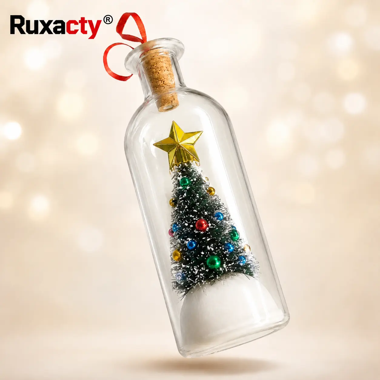 RUXACTY Recordable Christmas Message in a Bottle Ornament 8 Inch Voice Recording Holiday Keepsake with Playback Snowy Christmas Tree Scene Glass Bottle Decoration for Tree Home and Gift,back to school,back to school haul