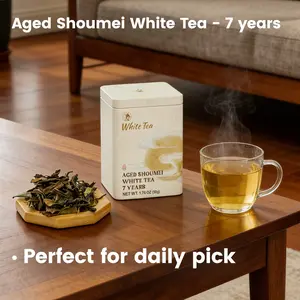 ChaYanYueSe  White Tea Loose Leaf,Authentic Chinese White Tea, Premium 7 Years Aged White Tea, with Rich Sweet Jujube Aroma, Fast Hot or Quick Cold Brew, 1.76oz /50g Canister