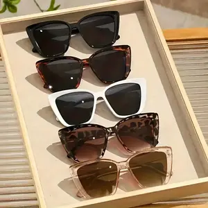 5PCS Oversized Vintage Cat Eye Sunglasses Set Retro Fashion UV375 Protection Lightweight PC Frame Unisex Trendy Eyewear for Summer Travel Beach Driving Daily Outfits Polarized Sports Adjustable Rounded Cute Night Vision Square tiktokshopspringglowup,summe