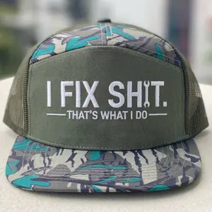 I Fix Shit Embroidered Trucker Cap, Funny Mechanic Quote Hat, Blue Collar Humor Snapback Cap, Garage Worker Gift Hat, Adjustable Work Humor Hat For Men