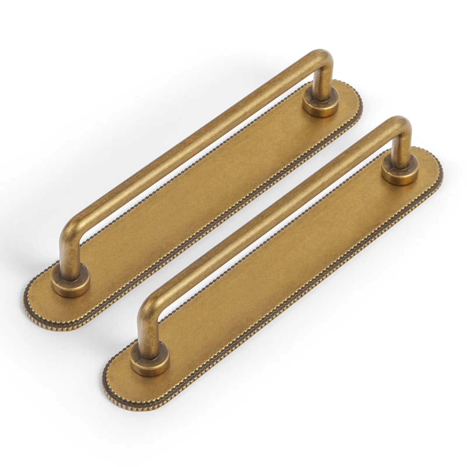 2-Pack Antique Brass Cabinet Pulls with Backplates, Cabinet Handles for Vintage Furniture Hardware to Boost Cohesive Aesthetic Appeal