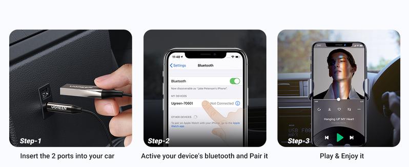 UGREEN 3.5mm Bluetooth Receiver Aux to Bluetooth 6.0 Adapter for Hands-Free Calls Compatible with Car Speaker and Home Audio with Built-in Microphone Aux Input for Car USB 2.0 to 3.5mm Jack Kit,TikTokShopHolidayHaul