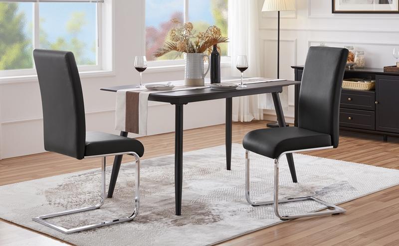 Yaheetech Dining Chairs Set of 2 Faux Leather Chairs with Metal Legs Modern Kitchen Chairs for Kitchen Dining Room Restaurant