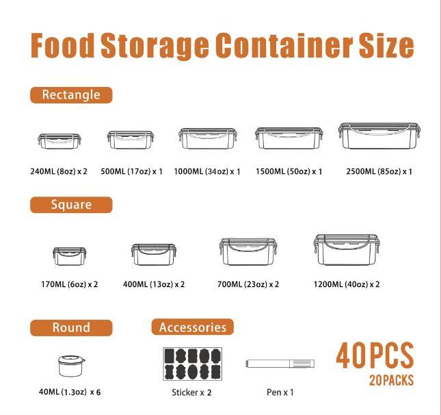 [Official] AISOON 50/40/18 PCs Airtight Food Storage Containers BPA-Free Leak-Proof Stackable Freezer & Microwave Safe Glass Kitchen Plastic Utensils