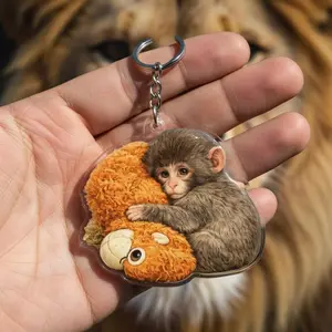 Punch Monkey Acrylic Keychain, Baby Monkey Punch Keychain, Punch Monkey Plush Keychain, Cute Monkey Hugging Plush, Team Punch