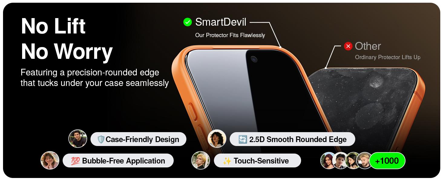 【SmartPull Box】2 Pack SmartDevil  Screen Protector Upgrade for iPhone 17promax/17pro/16promax/15/14/13series Tempered Glass, bubble-free Military-Grade Shatterproof Protection, 9H Hardness, Fast&Easy Installation, Scratch Resistant, Anti-Spy Privacy Film