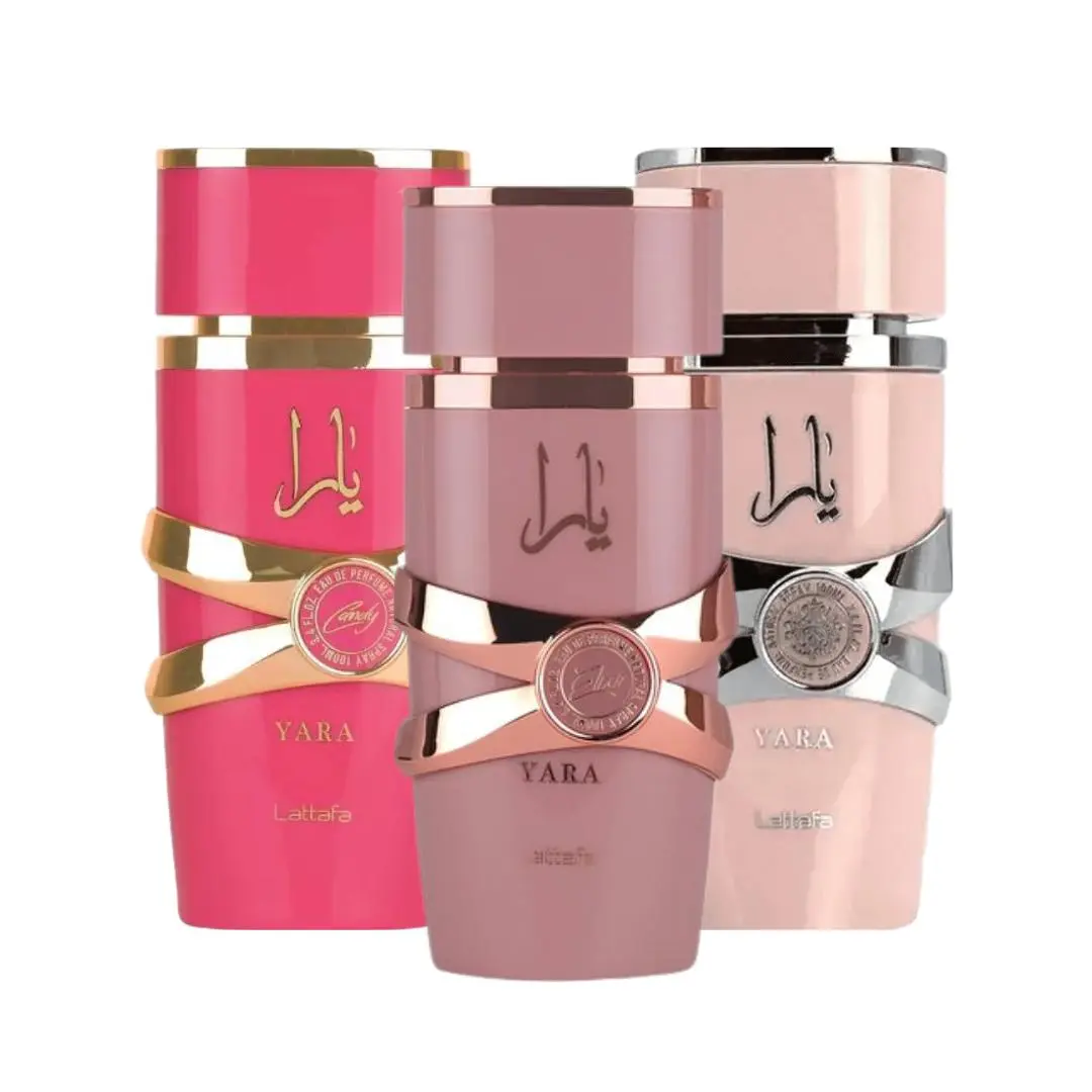 Lattafa Women's Fragrance 3-Piece Bundle - Fragrance Perfumes for Women with Candy, Core, Elixir Variants, Elegant, Fruit-Scented, Full-Size Complete Wardrobe Set