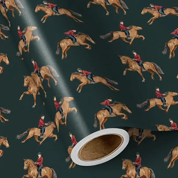 【Buy 2 + Choose 3 Free】RUSPEPA Classic Christmas Wrapping Paper Roll, 17 in x 16.4 ft Mini Roll, Reversible Plaid, Teddy Bear, Reindeer, Christmas Tree, Vintage Santa & Western Horse Designs for Family Gifts, Holiday Presents & Christmas Parties