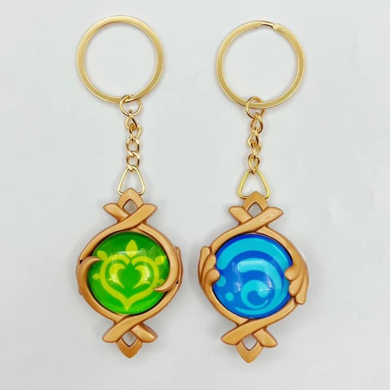 New Teyvat Vision Fontaine Water God Focalors Lyney and Lynette Keychain Luminous 7 Element Eye Of Original God Toy KeyRing