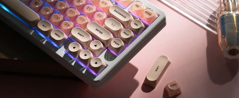 Womier PBT Keycaps MOA Profile for US layout Mechnical Keyboard，128 Keys Double-Shot Keycap