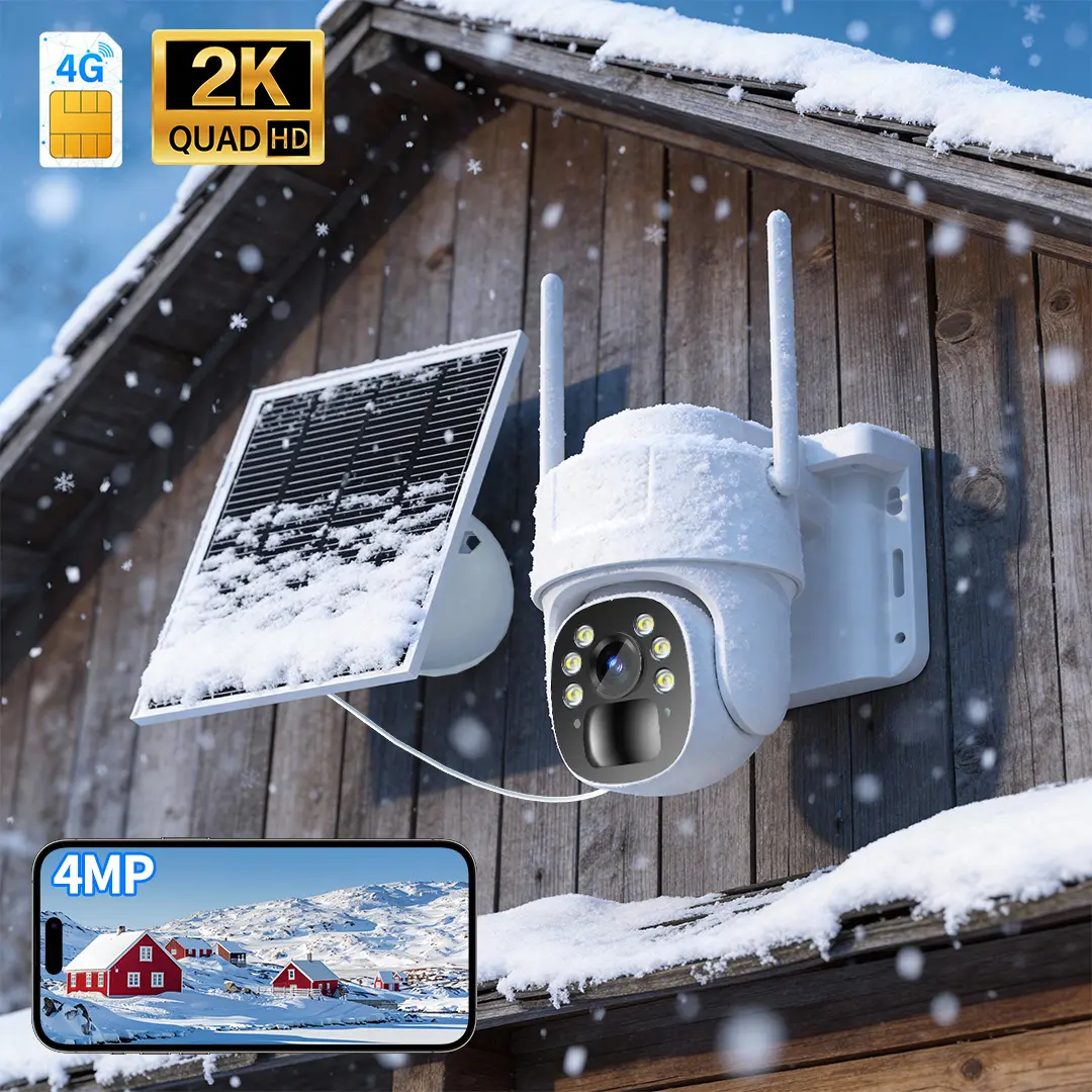 4G LTE Solar Cellular Security Camera Outdoor, No WiFi Needed, Wireless Solar Powered Camera Built-in eSIM, Night Vision, PTZ Live View, Motion Detection, 2-Way Audio, for Farm, Ranch, Yard, RV & Remote Areas
