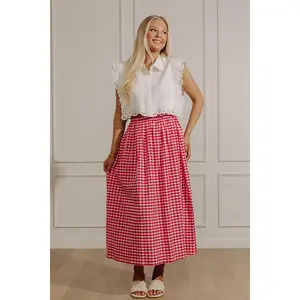 Picnic Crush High Waist Gingham Midi Skirt