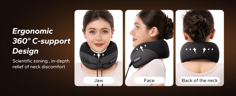 MERACH Neck Massage Pillow with Heat - Ergonomic Travel Neck Cushion Vibration Massager for Deep Relaxation and Comfort Therapy Device