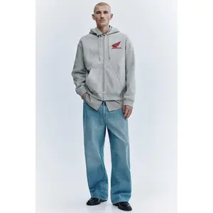 H&M Loose Fit Printed zip-through hoodie