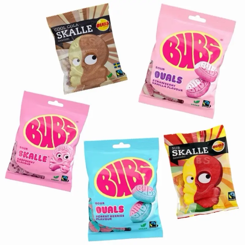 BUBS Sour Mini Ovals Forest Berries  Made in Sweden Blue Raspberry