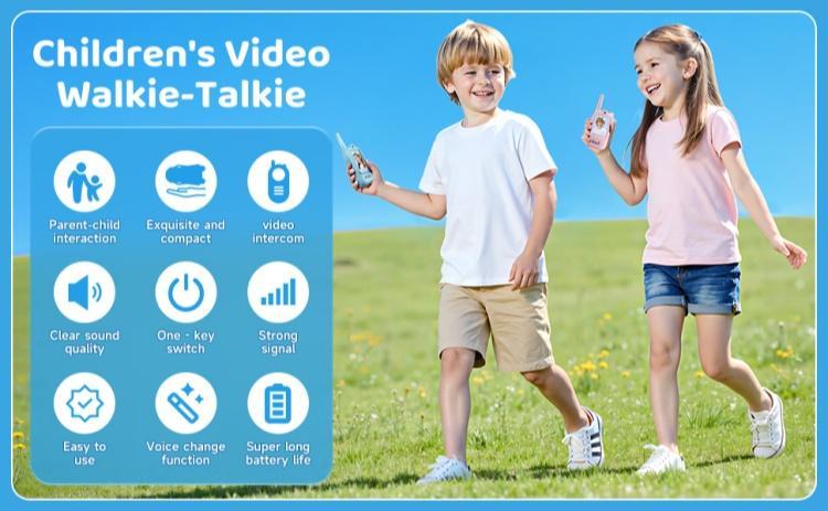 Video call intercom christmas gift Handheld 2 Pack RechargeableVideo Intercom Kids Walkies Talkies, IndoorOutdoor Toys for Family Games, Outside, Camping