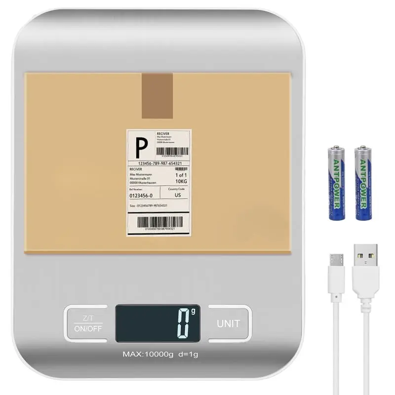Digital Shipping Scale, Kitchen Scale, Stainless Steel Accurate 10kg/1g Portable Rechargeable Small Postal Scale for Packages, Small Business, Handmade, Liquids, , and Boutique()