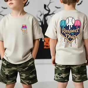 Respect The Drip Baseball T-Shirt, Kids Graphic Tee, Ice Cream Baseball Shirt, Trendy Streetwear, Sports Gift, Cotton Tee, Baseball Fan Tee